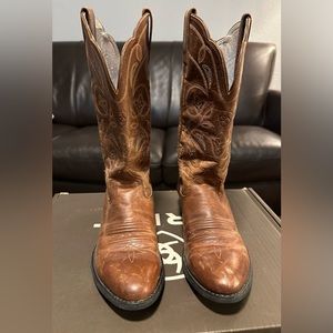 Ariat Tan Leather Embroidered Heeled Boots